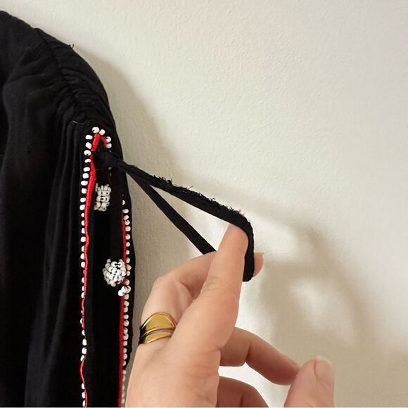 Poupette St Barth Mini Black Dress Cover Up Beaded One Size - Picture 8 of 8